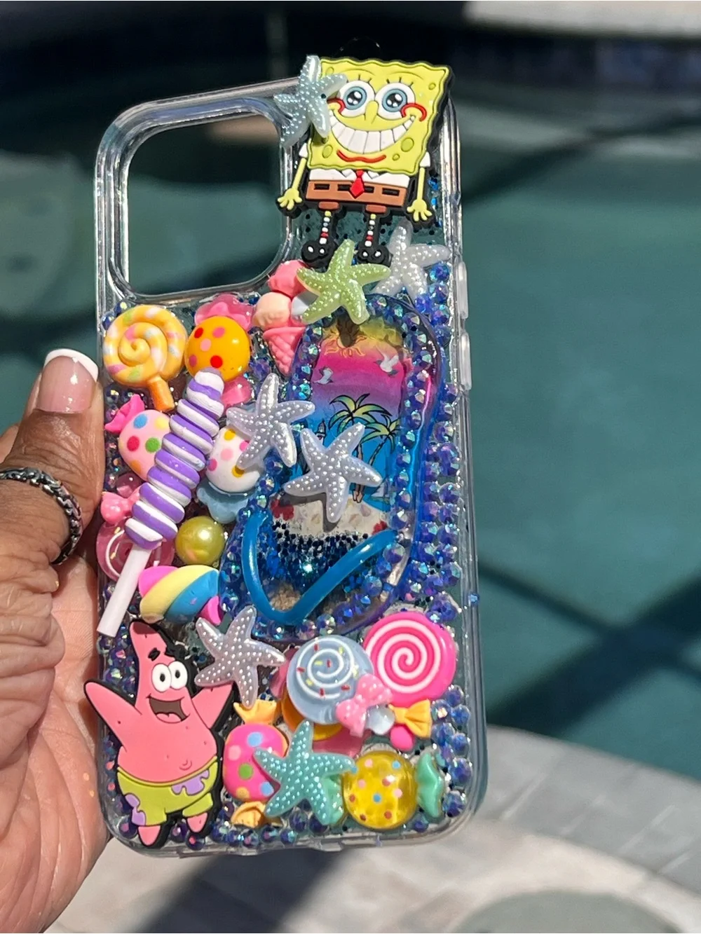 Sponge Bob and Patrick Candy bling iPhone 13 Pro Phone Case - Hand Decorated